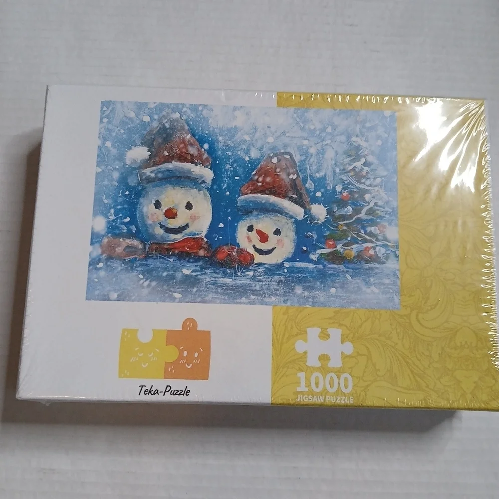 Teka Wood Puzzle Brand Snowman Jigsaw Puzzle 1000 Pieces Christmas Unsealed